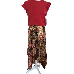 Talisman Tiered High Low Floral Skirt